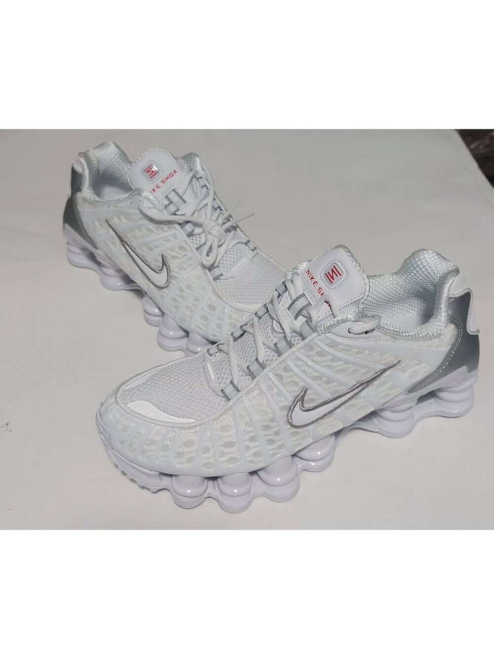 Nike Shox TL Low Top Sneakers Youth Mens 7 Womens 8.5 White Metallic Silver - Picture 4 of 9